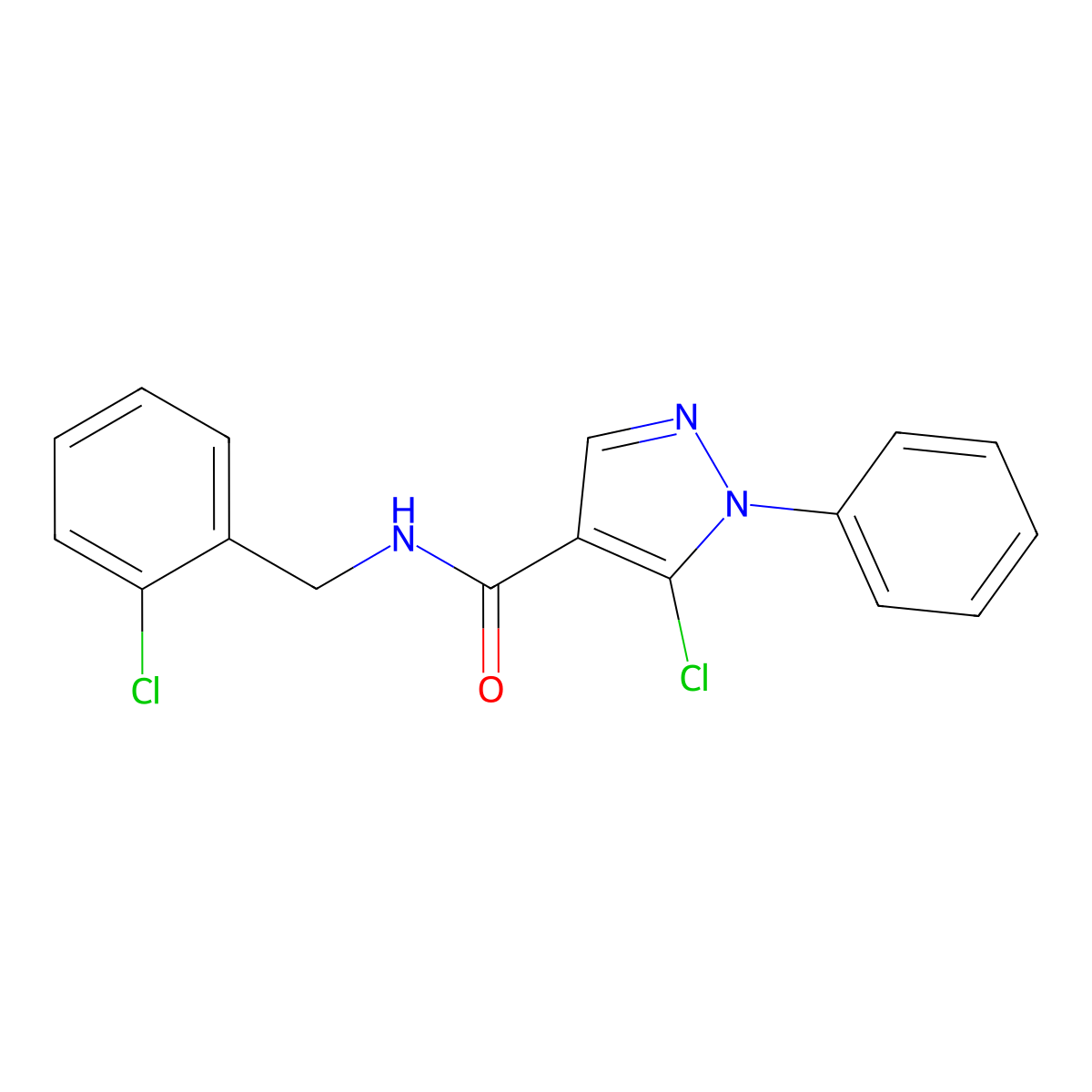 5-chloro-N-(2-chlorobenzyl)-1-phenyl-1H-pyrazole-4-carboxamide molecular structure, CAS 1441050-74-3