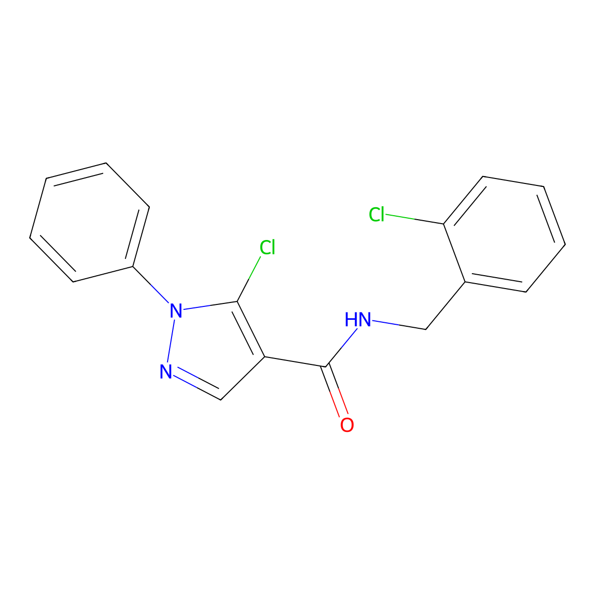 5-chloro-N-(2-chlorobenzyl)-1-phenyl-1H-pyrazole-4-carboxamide molecular structure, CAS 1441050-74-3