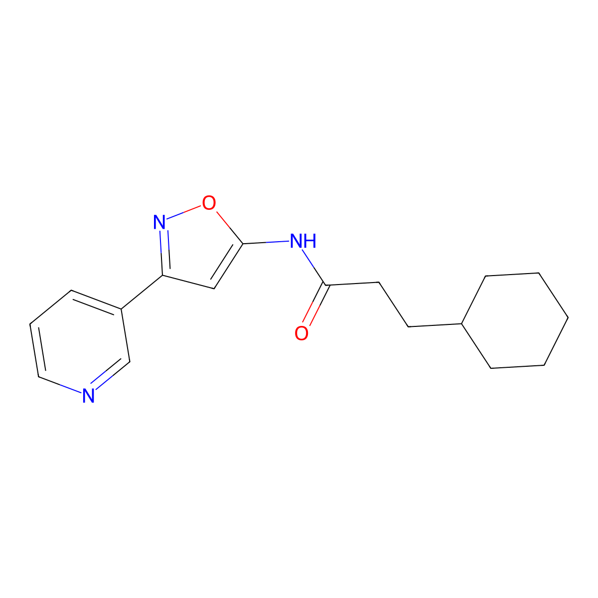 Cyclohexanepropanamide, N-[3-(3-pyridinyl)-5-isoxazolyl]- molecular structure, CAS 1441051-54-2