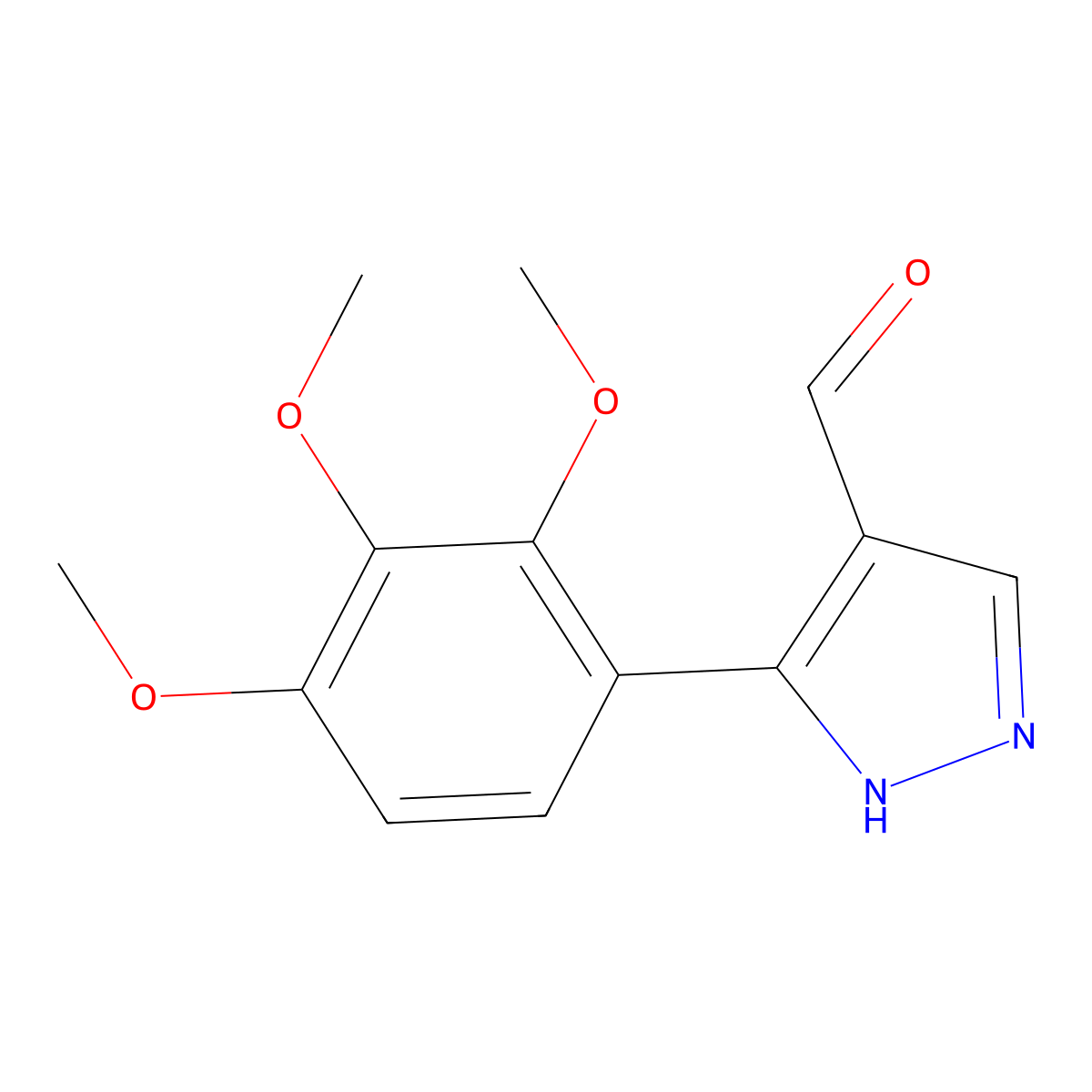 3-(2,3,4-trimethoxyphenyl)-1H-pyrazole-4-carbaldehyde molecular structure, CAS 1441053-80-0