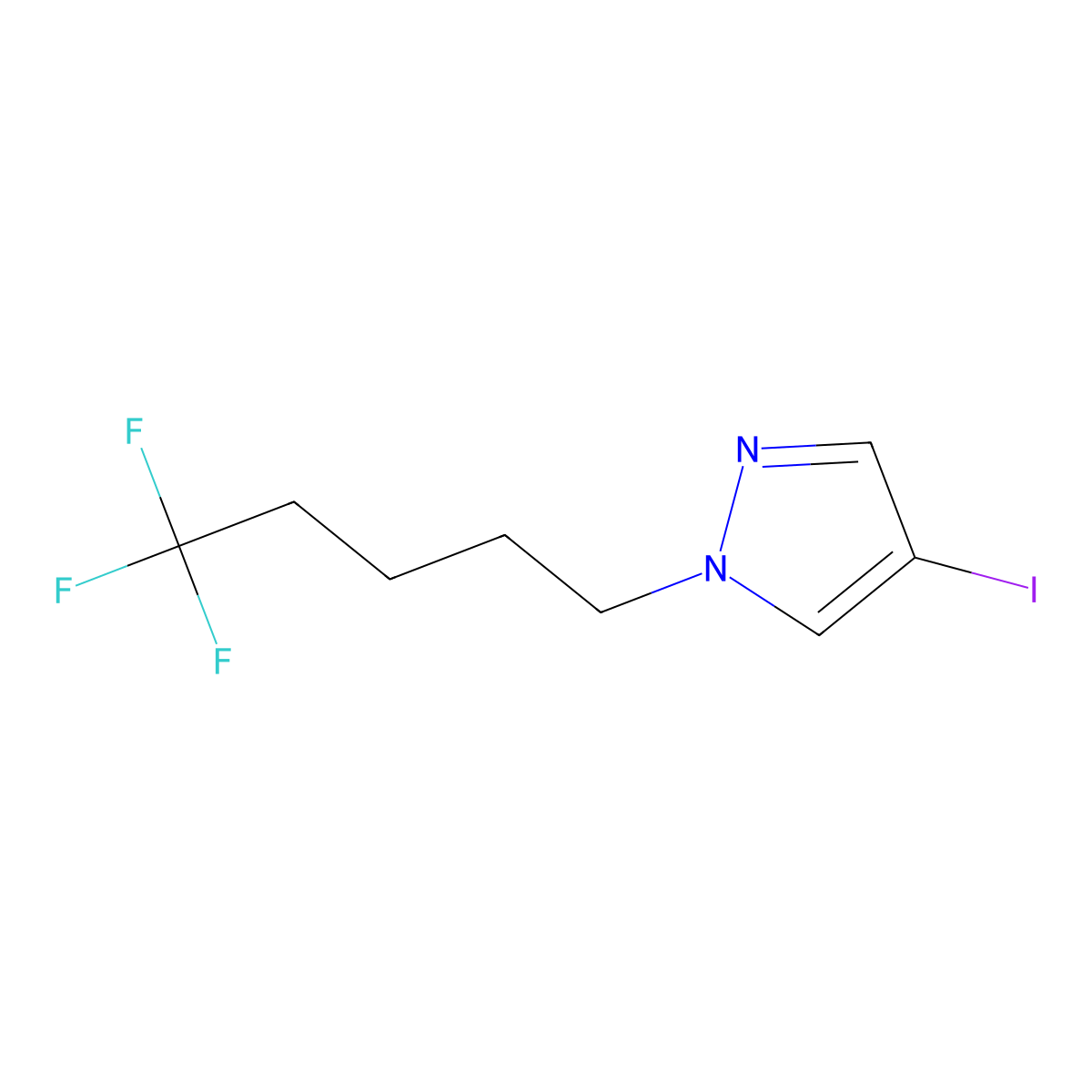 4-Iodo-1-(5,5,5-trifluoropentyl)-1H-pyrazole molecular structure, CAS 1441058-18-9