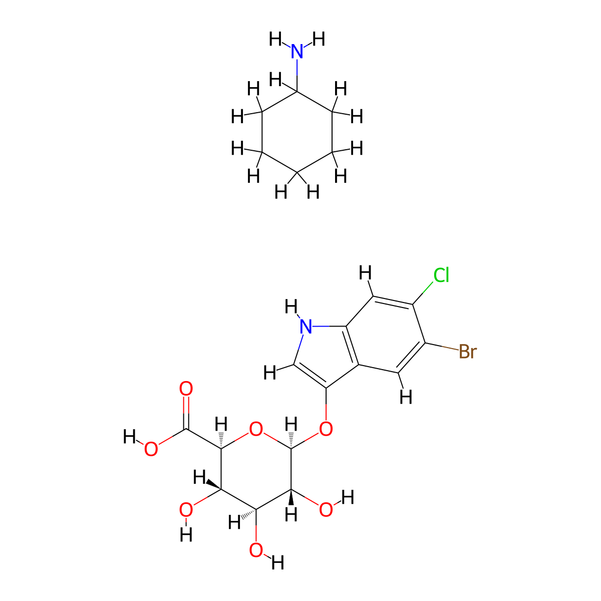 5-Bromo-6-chloro-3-indolyl-D-glucuronide cyclohexylammonium salt molecular structure, CAS 144110-43-0
