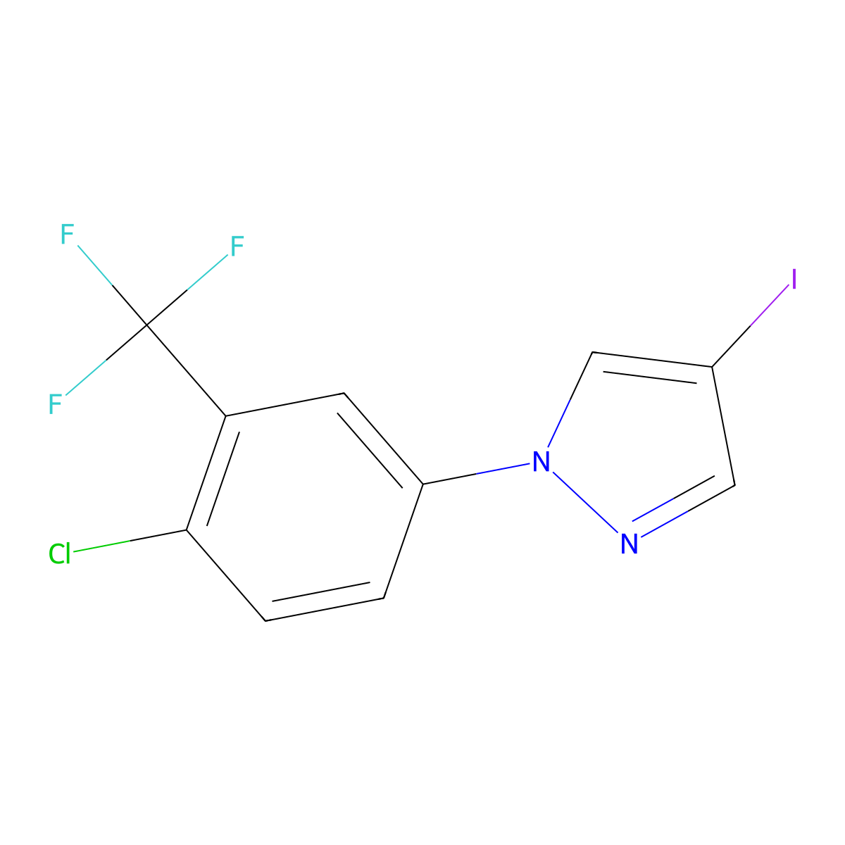 1-(4-chloro-3-(trifluoromethyl)phenyl)-4-iodo-1H-pyrazole molecular structure, CAS 1441141-71-4
