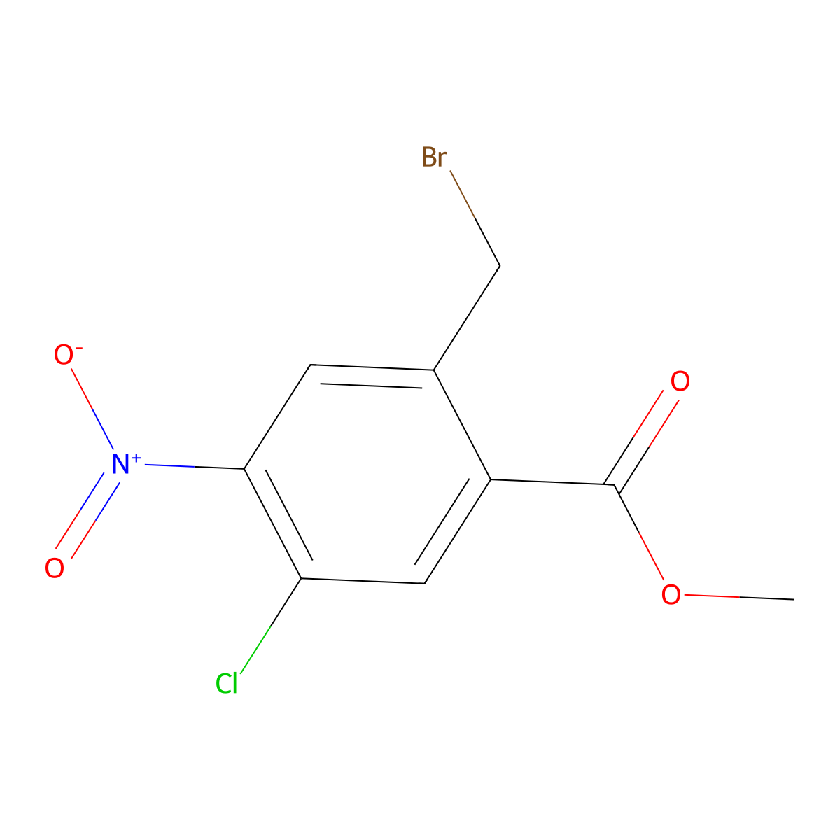 Methyl 2-(bromomethyl)-5-chloro-4-nitrobenzoate molecular structure, CAS 1441173-02-9