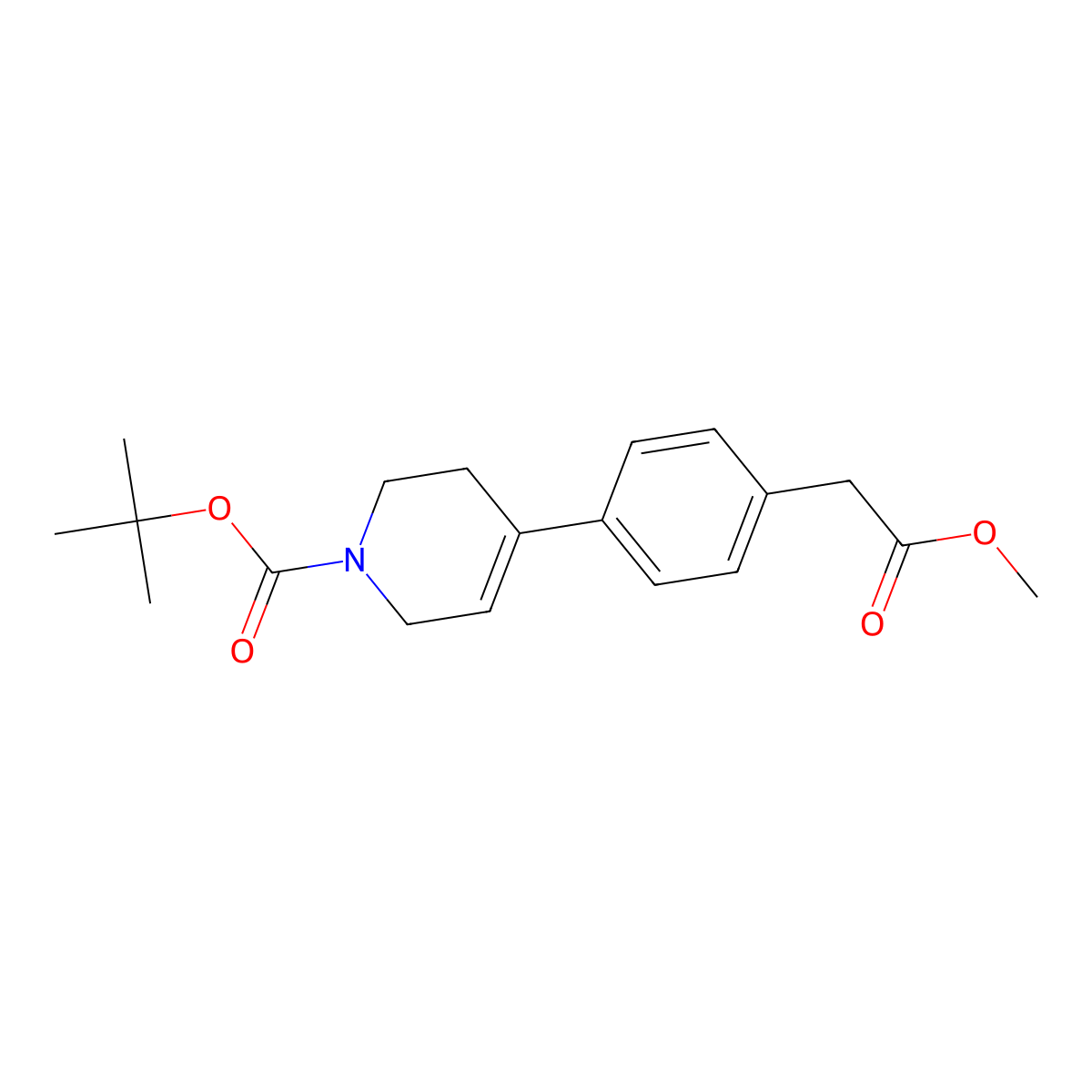 3,6-Dihydro-4-[4-(2-methoxy-2-oxoethyl)phenyl]-1(2h)-pyridinecarboxylic acid 1,1-dimethylethyl ester molecular structure, CAS 1441257-18-6