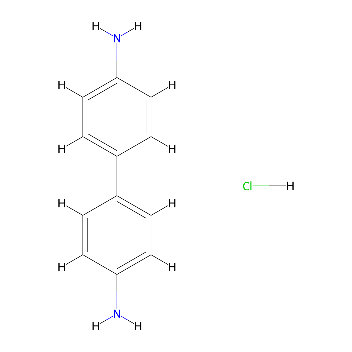 Benzidine hydrochloride molecular structure, CAS 14414-68-7