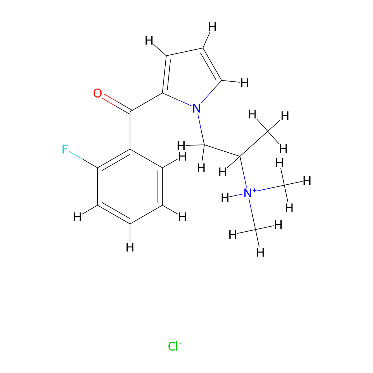 Ketone, 1-(2-(dimethylamino)propyl)pyrrol-2-yl o-fluorophenyl, hydrochloride molecular structure, CAS 14415-70-4