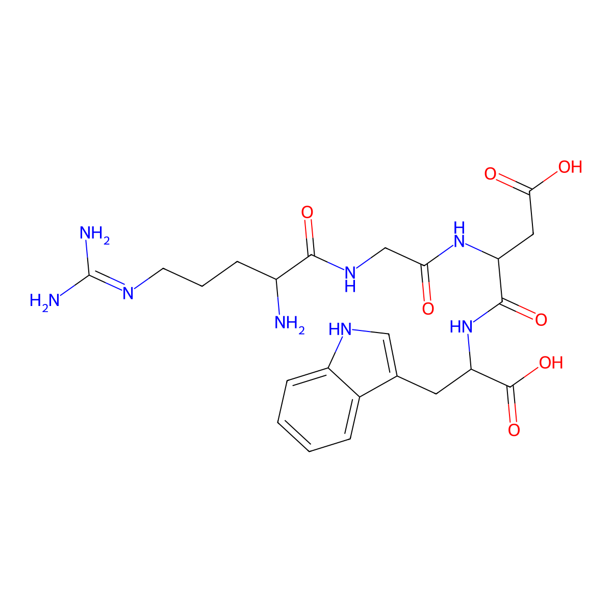 Arginyl-glycyl-aspartyl-tryptophan molecular structure, CAS 144161-76-2