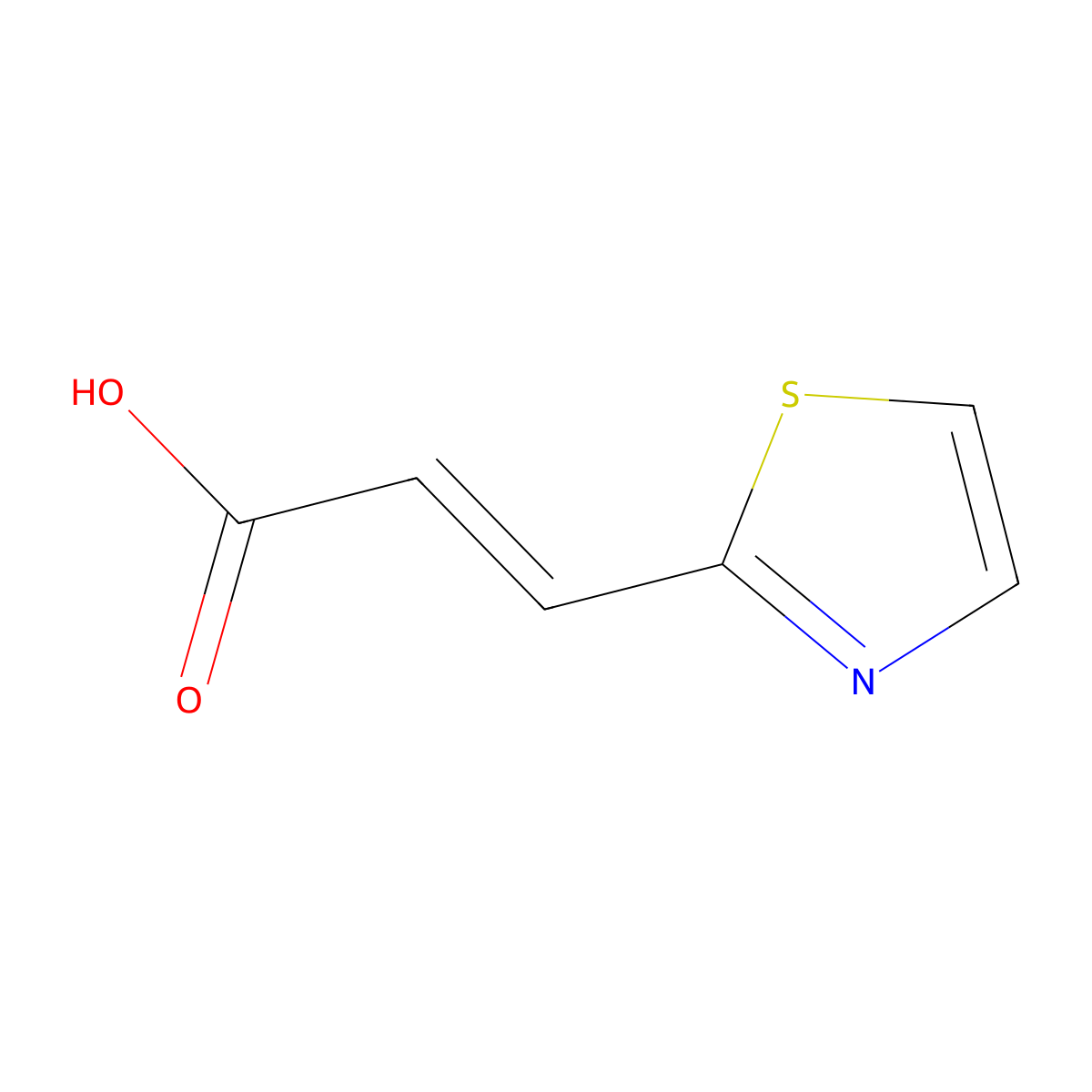 (2E)-3-(1,3-thiazol-2-yl)prop-2-enoic acid molecular structure, CAS 144163-52-0
