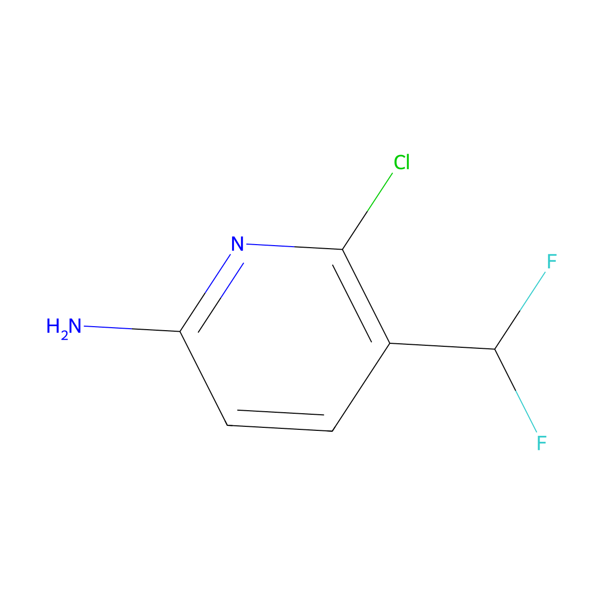 6-Chloro-5-(difluoromethyl)pyridin-2-amine molecular structure, CAS 1441636-27-6