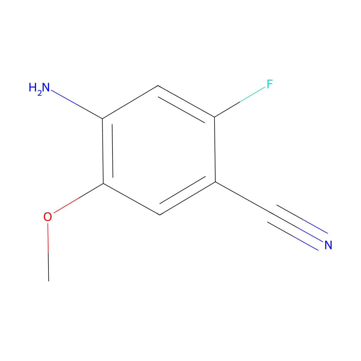 4-Amino-2-fluoro-5-methoxybenzonitrile molecular structure, CAS 1441723-24-5