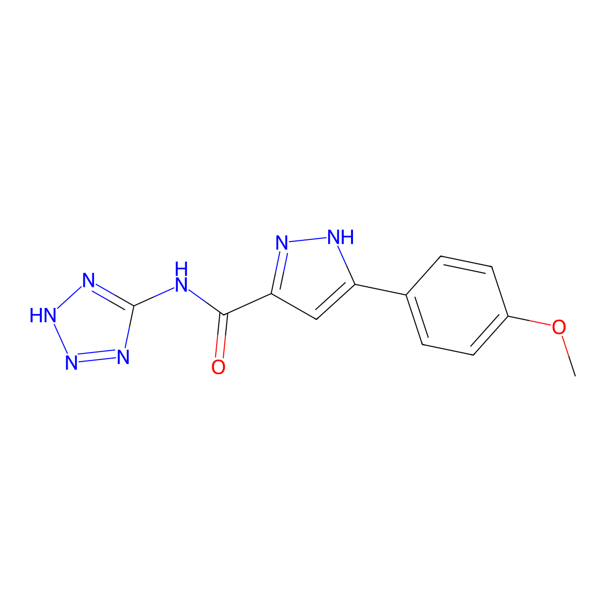 5-(4-methoxyphenyl)-N-(2H-tetrazol-5-yl)-1H-pyrazole-3-carboxamide molecular structure, CAS 1441865-98-0