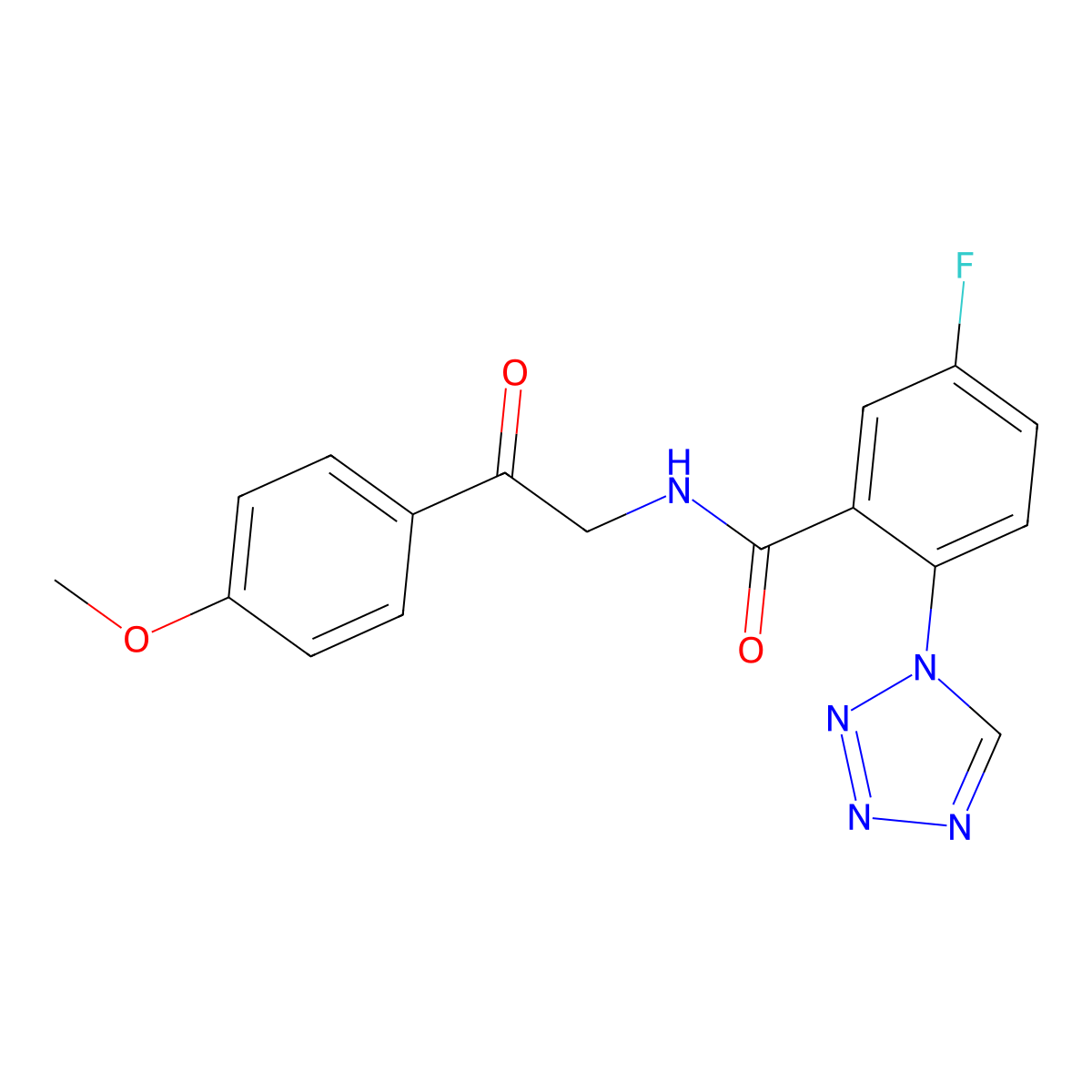 5-fluoro-N-[2-(4-methoxyphenyl)-2-oxoethyl]-2-(1H-tetrazol-1-yl)benzamide molecular structure, CAS 1441866-54-1