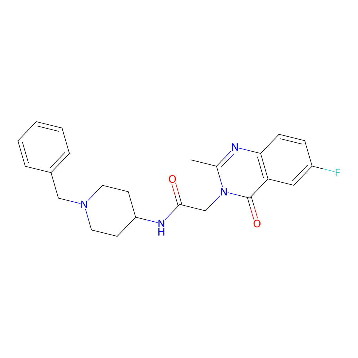 N-(1-benzylpiperidin-4-yl)-2-(6-fluoro-2-methyl-4-oxoquinazolin-3(4H)-yl)acetamide molecular structure, CAS 1441866-82-5