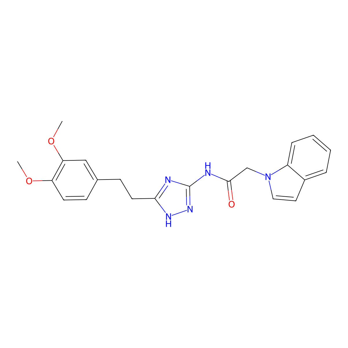 N-{3-[2-(3,4-dimethoxyphenyl)ethyl]-1H-1,2,4-triazol-5-yl}-2-(1H-indol-1-yl)acetamide molecular structure, CAS 1441869-44-8