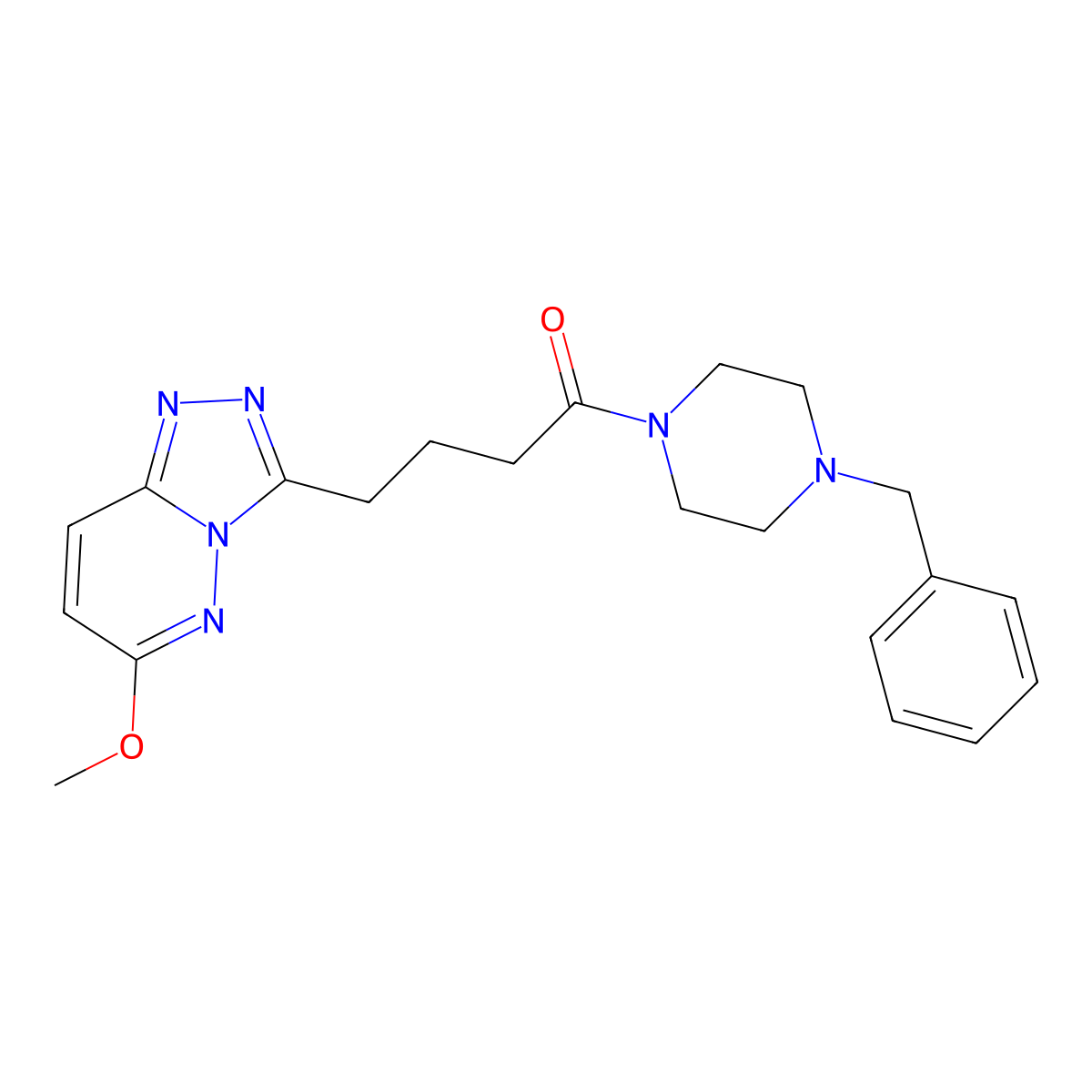 1-(4-Benzylpiperazino)-4-(6-methoxy[1,2,4]triazolo[4,3-b]pyridazin-3-yl)-1-butanone molecular structure, CAS 1441871-17-5