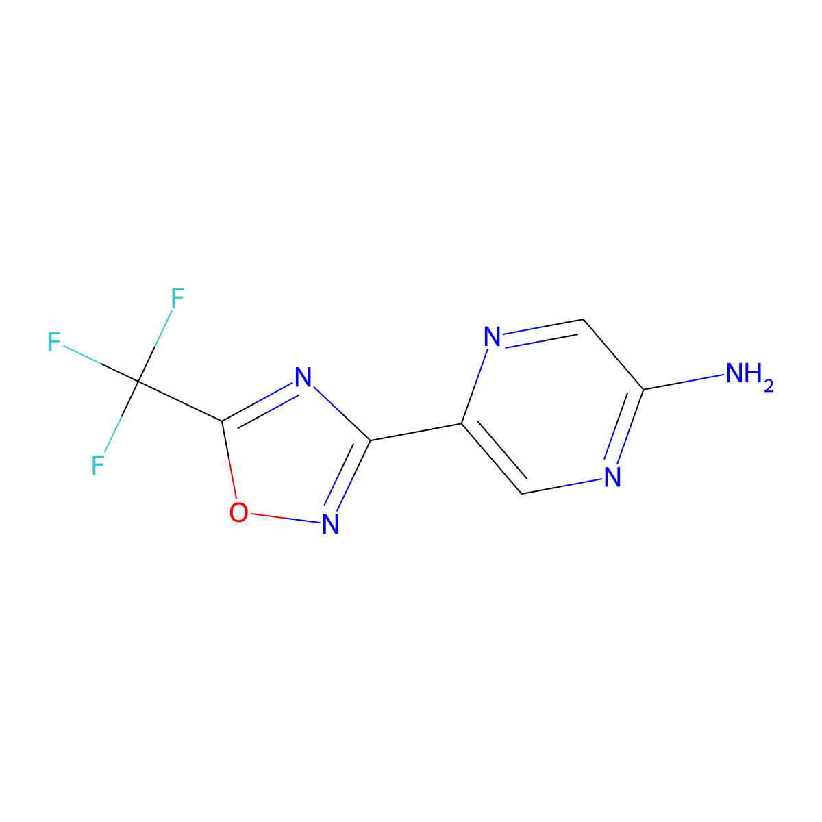 5-(5-(Trifluoromethyl)-1,2,4-oxadiazol-3-yl)pyrazin-2-amine molecular structure, CAS 1441875-37-1