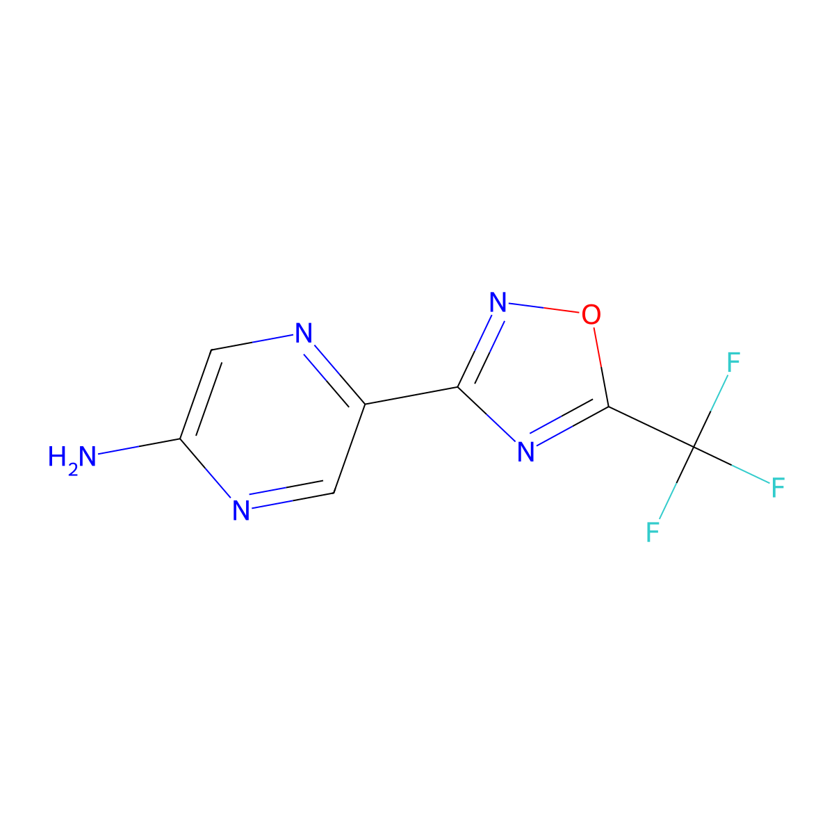 5-(5-(Trifluoromethyl)-1,2,4-oxadiazol-3-yl)pyrazin-2-amine molecular structure, CAS 1441875-37-1