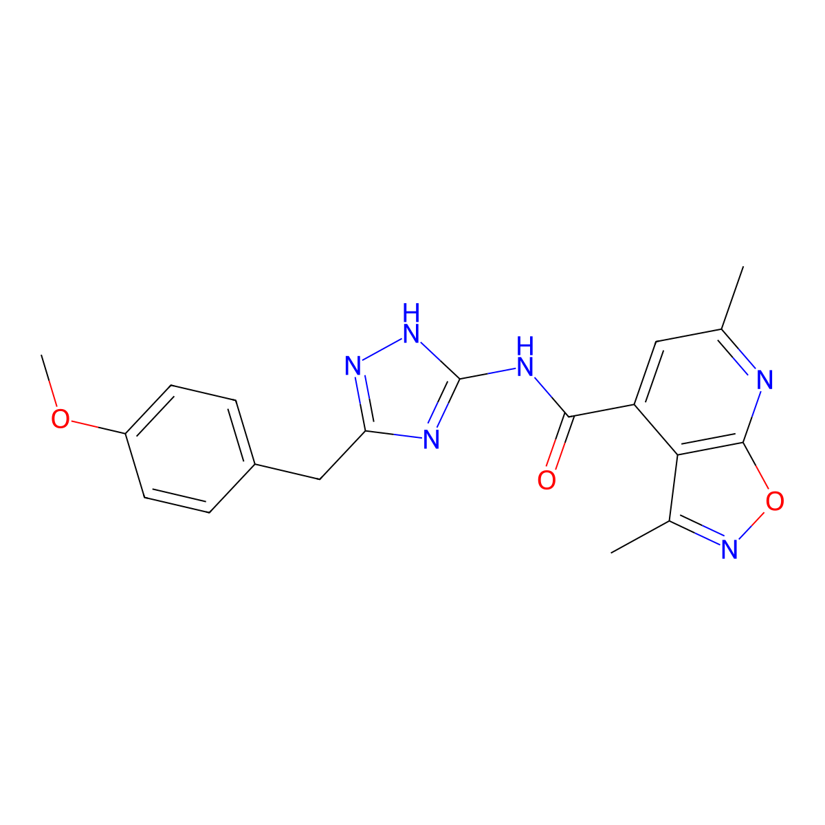 N-[3-(4-methoxybenzyl)-1H-1,2,4-triazol-5-yl]-3,6-dimethyl[1,2]oxazolo[5,4-b]pyridine-4-carboxamide molecular structure, CAS 1441878-94-9