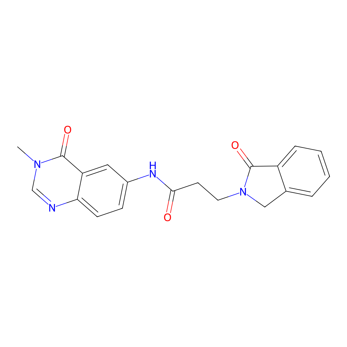 N-(3-methyl-4-oxo-3,4-dihydroquinazolin-6-yl)-3-(1-oxo-1,3-dihydro-2H-isoindol-2-yl)propanamide molecular structure, CAS 1441879-00-0
