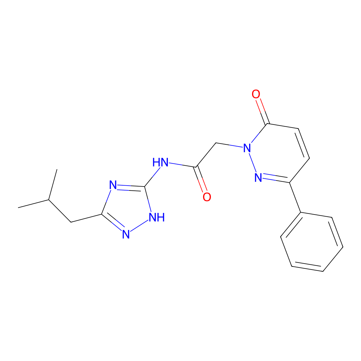 N-[3-(2-methylpropyl)-1H-1,2,4-triazol-5-yl]-2-(6-oxo-3-phenylpyridazin-1(6H)-yl)acetamide molecular structure, CAS 1441879-24-8
