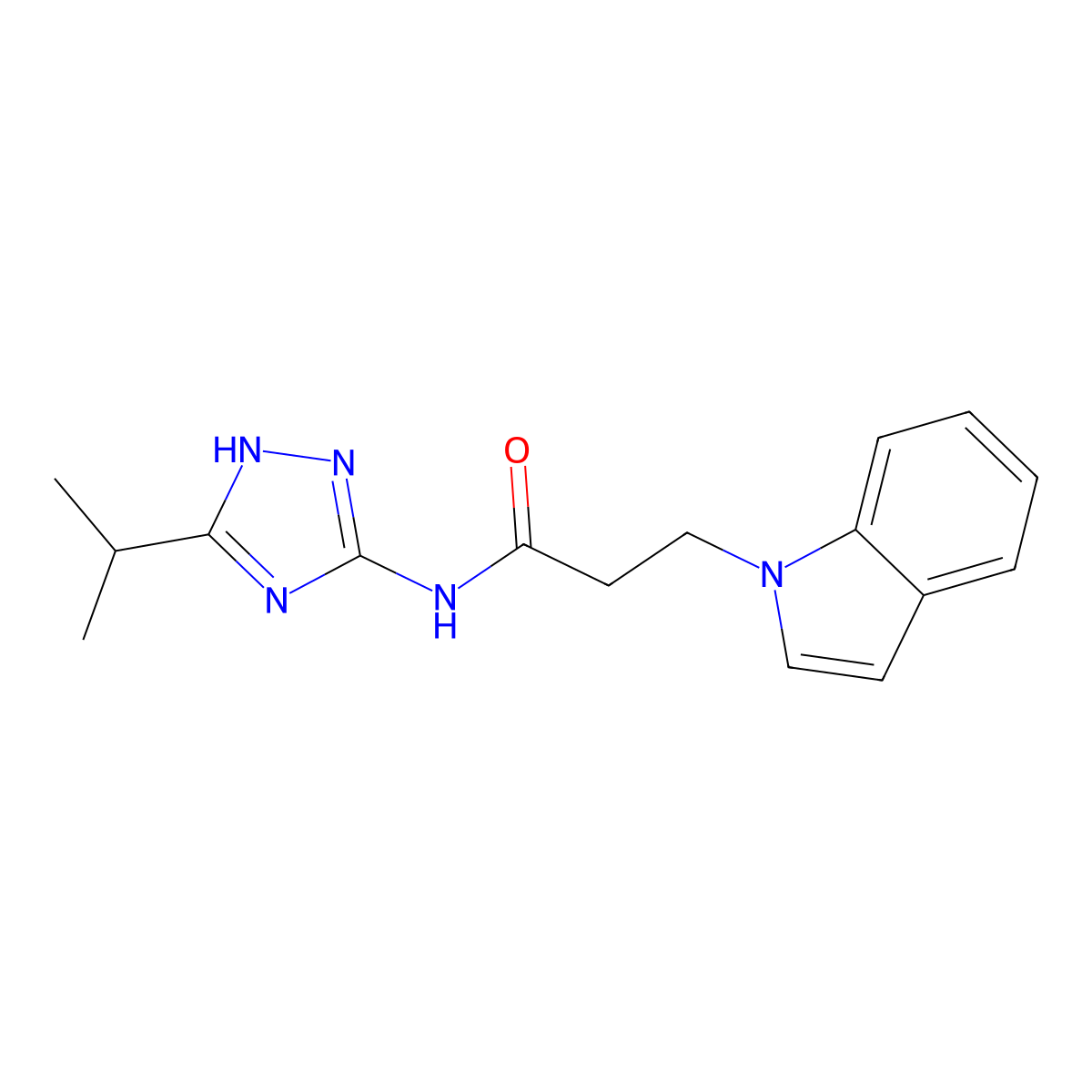 3-(1H-indol-1-yl)-N-[3-(propan-2-yl)-1H-1,2,4-triazol-5-yl]propanamide molecular structure, CAS 1441879-85-1