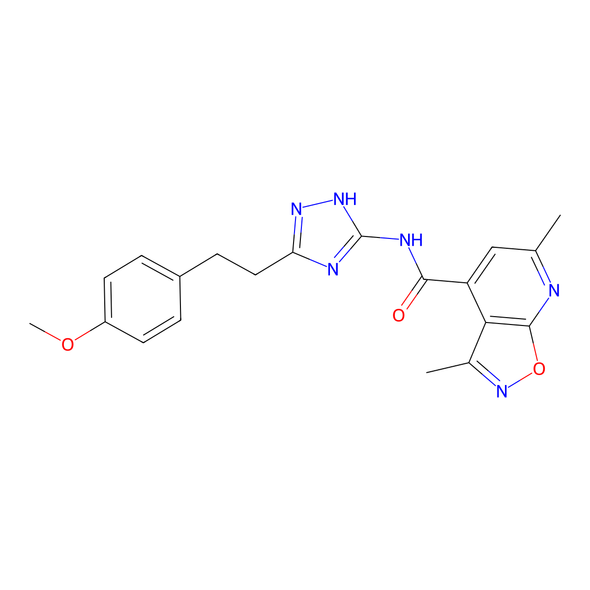 N-{3-[2-(4-methoxyphenyl)ethyl]-1H-1,2,4-triazol-5-yl}-3,6-dimethyl[1,2]oxazolo[5,4-b]pyridine-4-carboxamide molecular structure, CAS 1441880-32-5