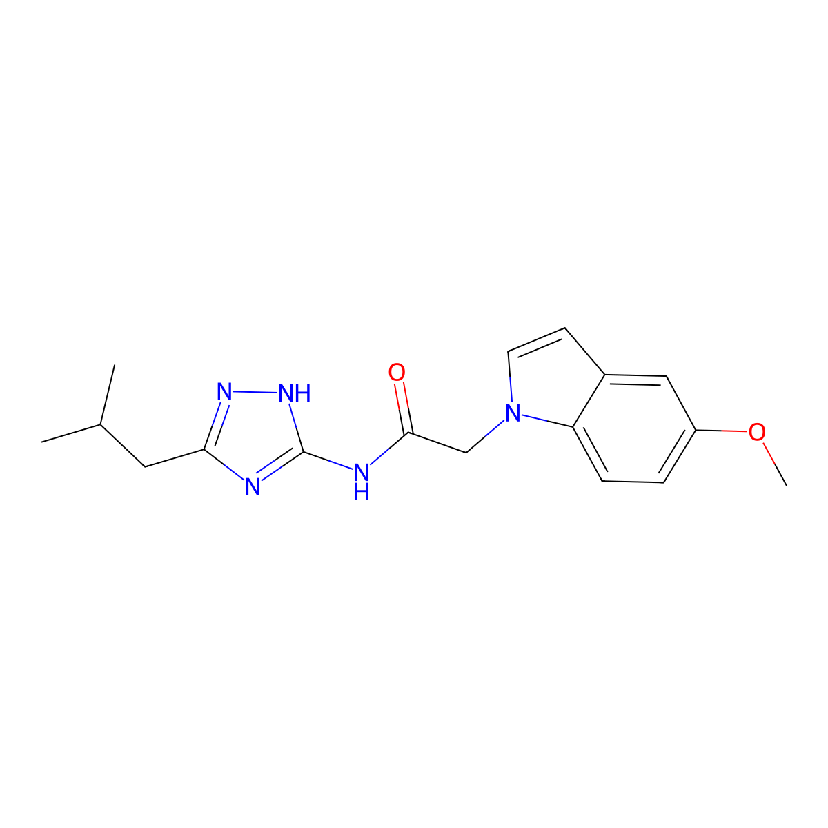2-(5-methoxy-1H-indol-1-yl)-N-[3-(2-methylpropyl)-1H-1,2,4-triazol-5-yl]acetamide molecular structure, CAS 1441880-35-8