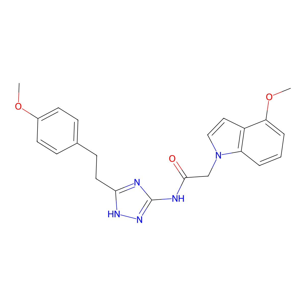 2-(4-methoxy-1H-indol-1-yl)-N-{3-[2-(4-methoxyphenyl)ethyl]-1H-1,2,4-triazol-5-yl}acetamide molecular structure, CAS 1441880-83-6