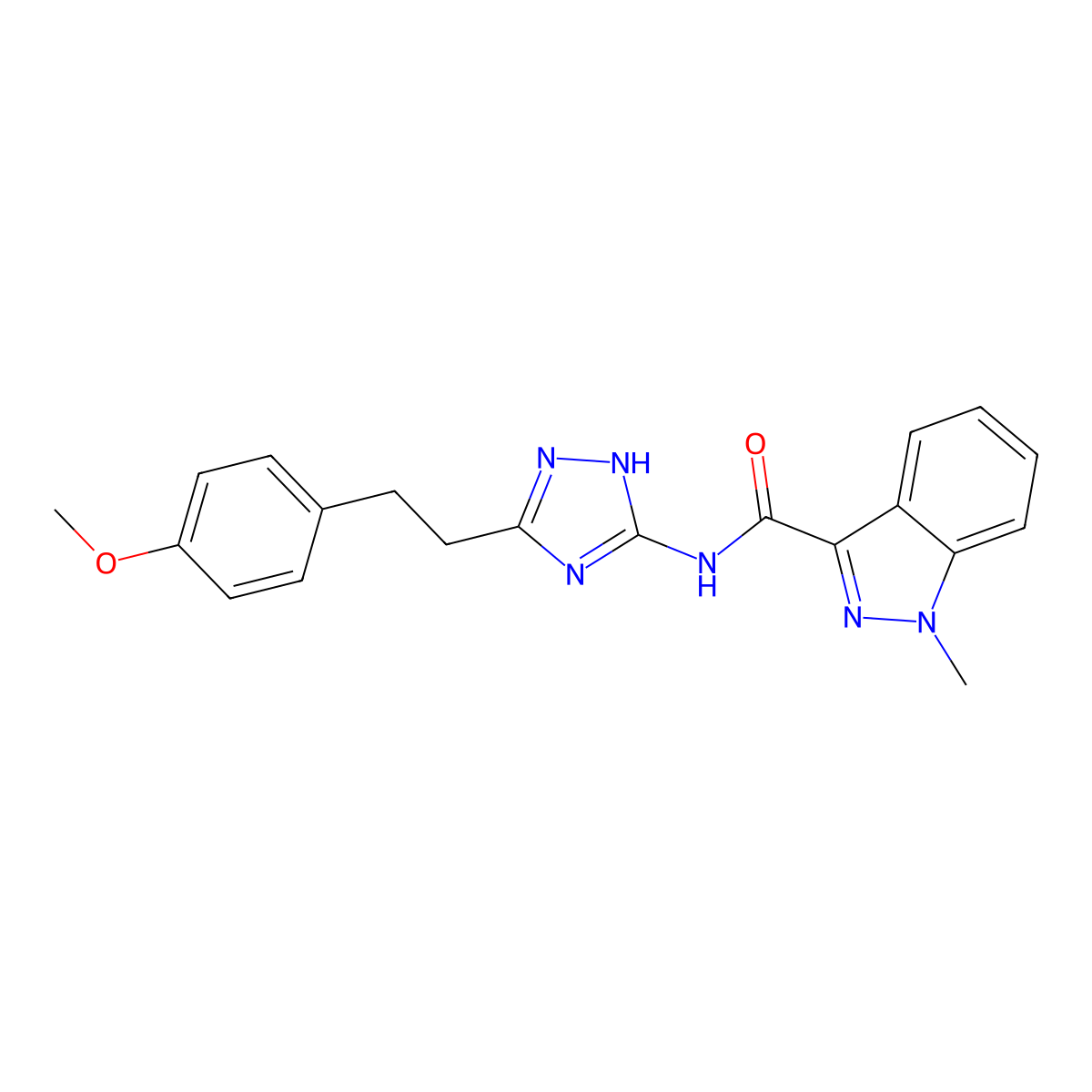 N-{3-[2-(4-methoxyphenyl)ethyl]-1H-1,2,4-triazol-5-yl}-1-methyl-1H-indazole-3-carboxamide molecular structure, CAS 1441881-44-2