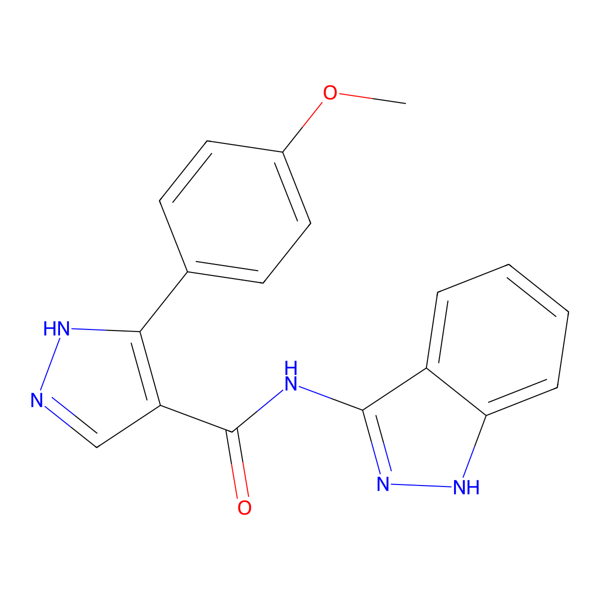 N-(1H-indazol-3-yl)-5-(4-methoxyphenyl)-1H-pyrazole-4-carboxamide molecular structure, CAS 1441881-71-5