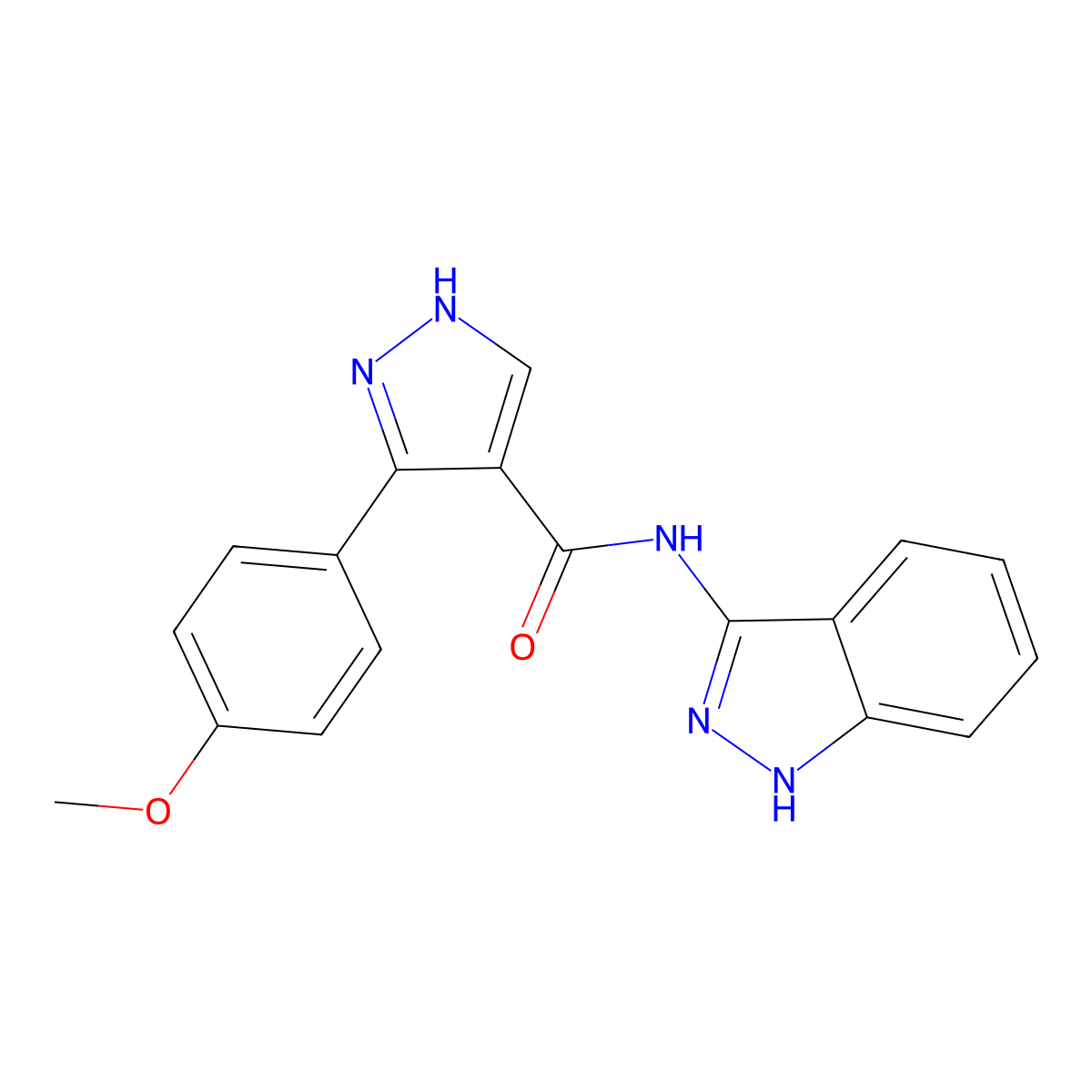 N-(1H-indazol-3-yl)-5-(4-methoxyphenyl)-1H-pyrazole-4-carboxamide molecular structure, CAS 1441881-71-5