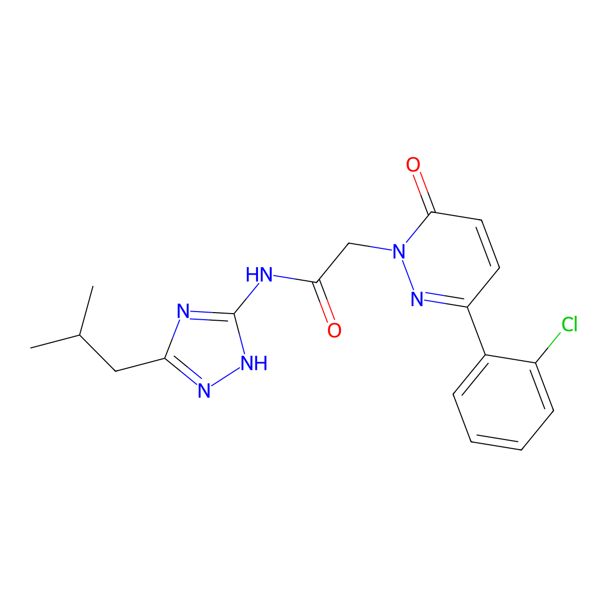 2-[3-(2-chlorophenyl)-6-oxopyridazin-1(6H)-yl]-N-[3-(2-methylpropyl)-1H-1,2,4-triazol-5-yl]acetamide molecular structure, CAS 1441886-53-8