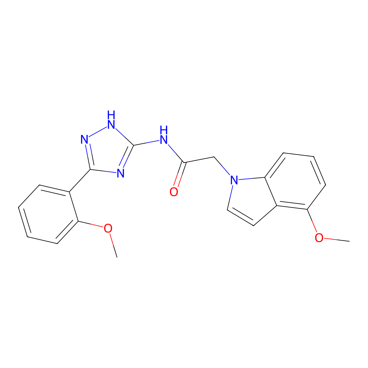 2-(4-methoxy-1H-indol-1-yl)-N-[3-(2-methoxyphenyl)-1H-1,2,4-triazol-5-yl]acetamide molecular structure, CAS 1441887-10-0