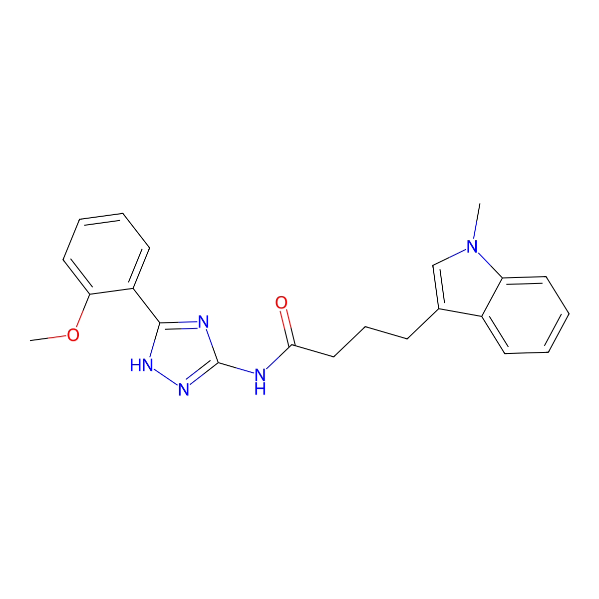 N-[3-(2-methoxyphenyl)-1H-1,2,4-triazol-5-yl]-4-(1-methyl-1H-indol-3-yl)butanamide molecular structure, CAS 1441888-96-5