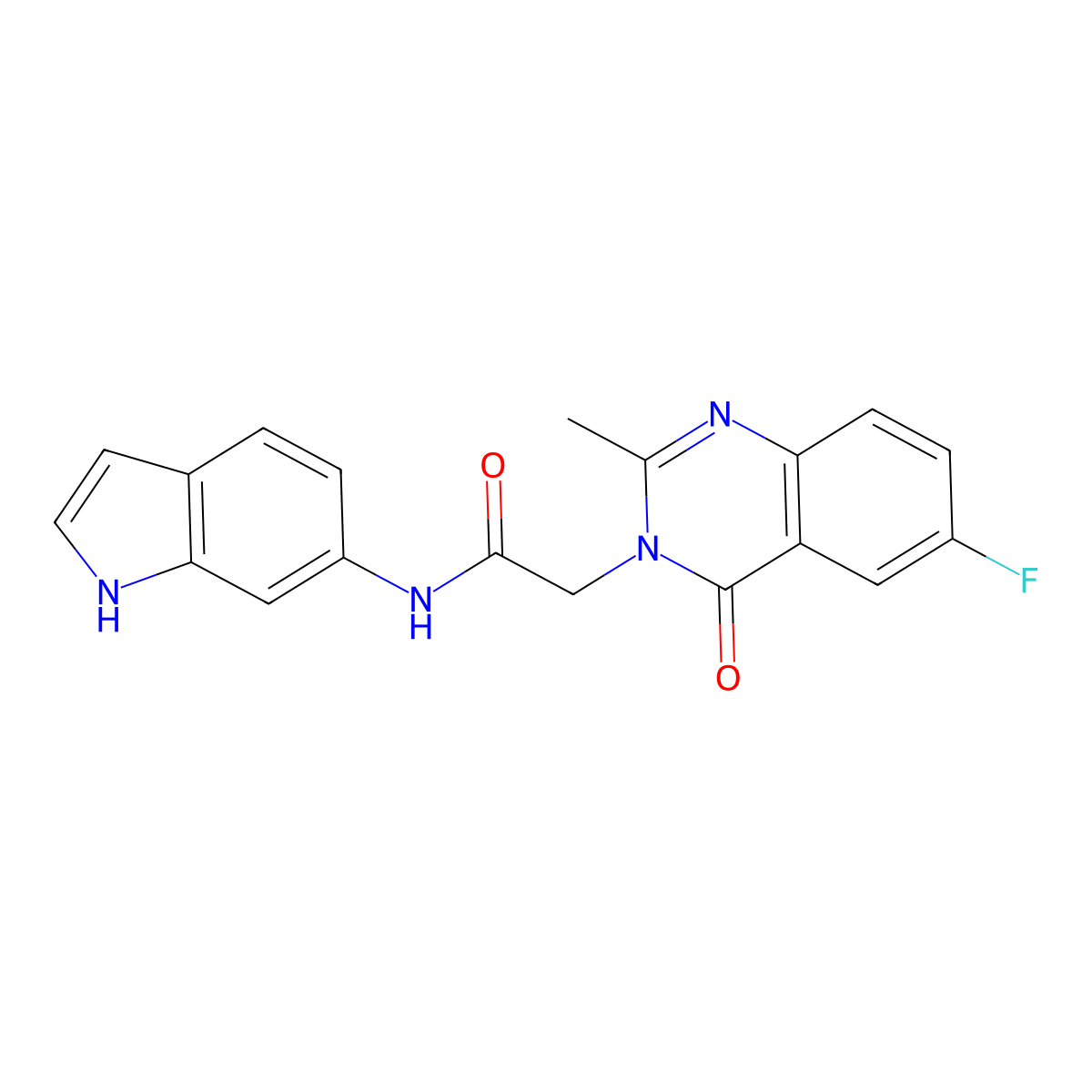 2-(6-fluoro-2-methyl-4-oxoquinazolin-3(4H)-yl)-N-(1H-indol-6-yl)acetamide molecular structure, CAS 1441889-00-4