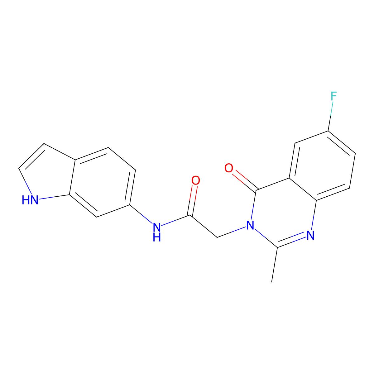 2-(6-fluoro-2-methyl-4-oxoquinazolin-3(4H)-yl)-N-(1H-indol-6-yl)acetamide molecular structure, CAS 1441889-00-4