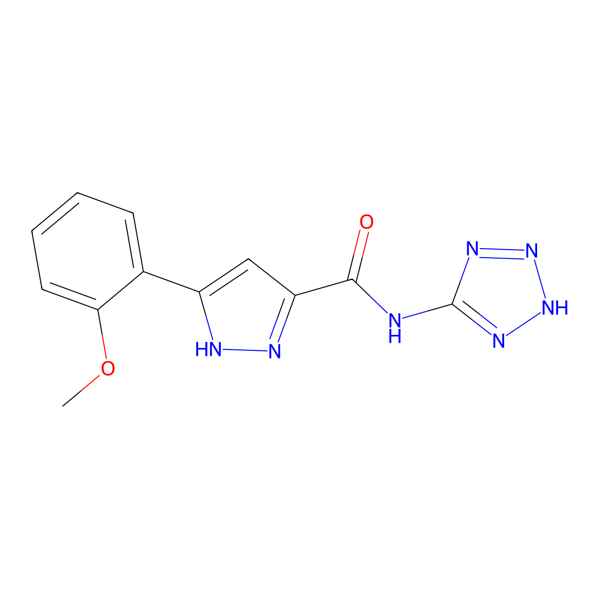5-(2-methoxyphenyl)-N-(2H-tetrazol-5-yl)-1H-pyrazole-3-carboxamide molecular structure, CAS 1441889-27-5