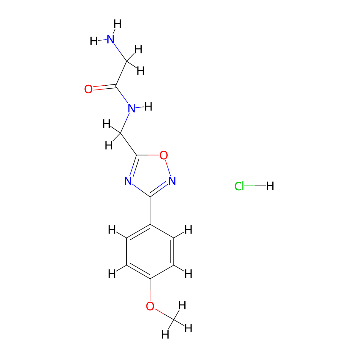 2-amino-N-((3-(4-methoxyphenyl)-1,2,4-oxadiazol-5-yl)methyl)acetamide hydrochloride molecular structure, CAS 1441889-72-0