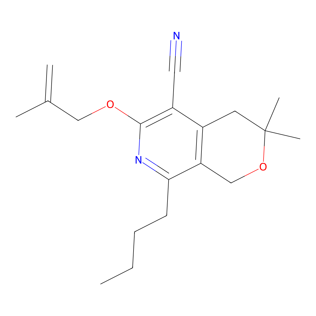 8-butyl-3,3-dimethyl-6-((2-methylallyl)oxy)-3,4-dihydro-1H-pyrano[3,4-c]pyridine-5-carbonitrile molecular structure, CAS 1441889-85-5