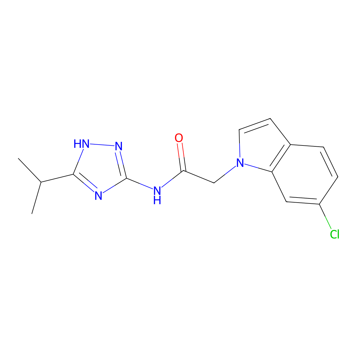 2-(6-chloro-1H-indol-1-yl)-N-[3-(propan-2-yl)-1H-1,2,4-triazol-5-yl]acetamide molecular structure, CAS 1441892-83-6