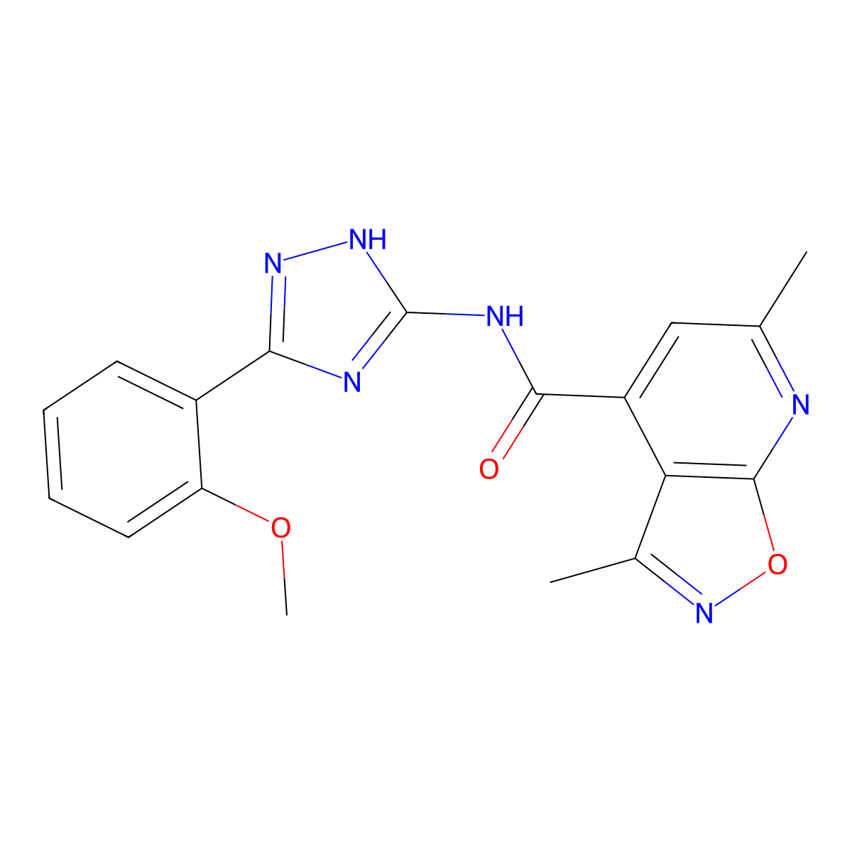 N-[3-(2-methoxyphenyl)-1H-1,2,4-triazol-5-yl]-3,6-dimethyl[1,2]oxazolo[5,4-b]pyridine-4-carboxamide molecular structure, CAS 1441893-05-5