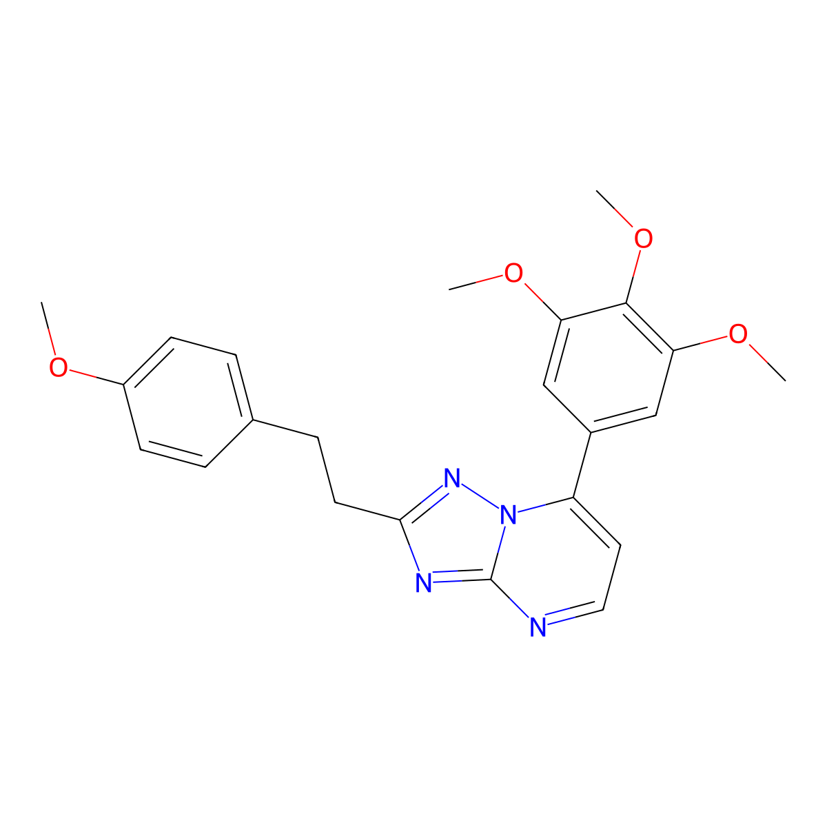 2,3-Dimethoxy-5-[2-(4-methoxyphenethyl)[1,2,4]triazolo[1,5-a]pyrimidin-7-yl]phenyl methyl ether molecular structure, CAS 1441895-20-0