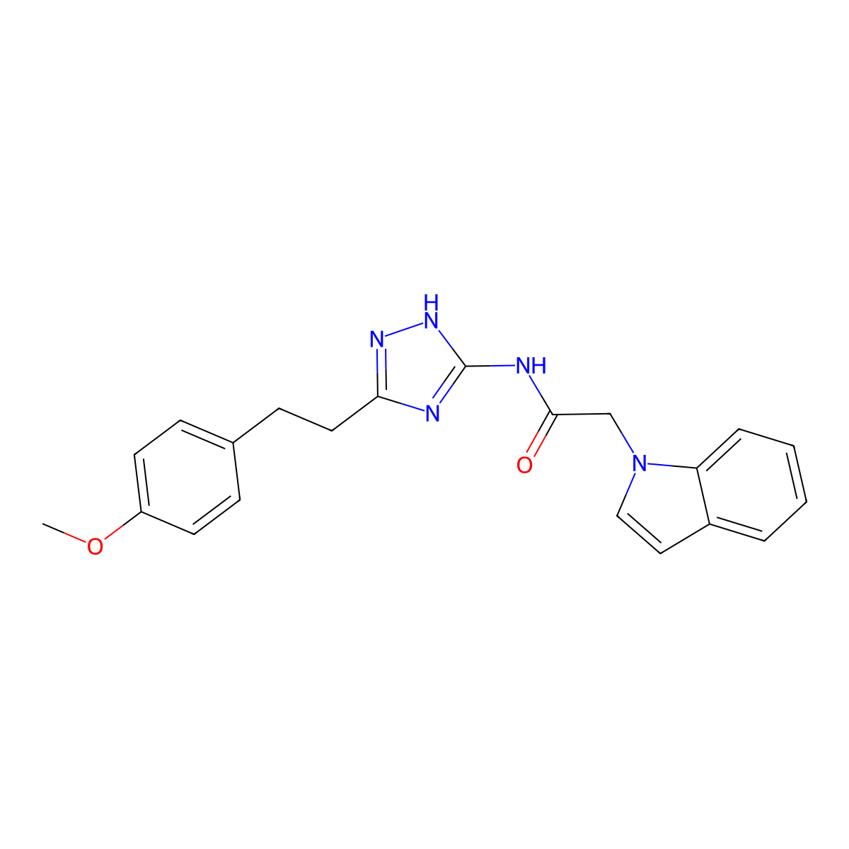 2-(1H-indol-1-yl)-N-{3-[2-(4-methoxyphenyl)ethyl]-1H-1,2,4-triazol-5-yl}acetamide molecular structure, CAS 1441896-45-2