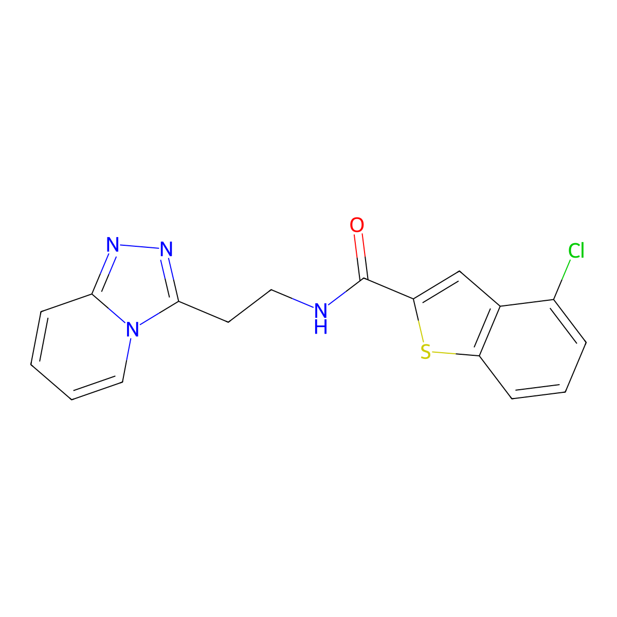 4-chloro-N-(2-[1,2,4]triazolo[4,3-a]pyridin-3-ylethyl)-1-benzothiophene-2-carboxamide molecular structure, CAS 1441897-24-0
