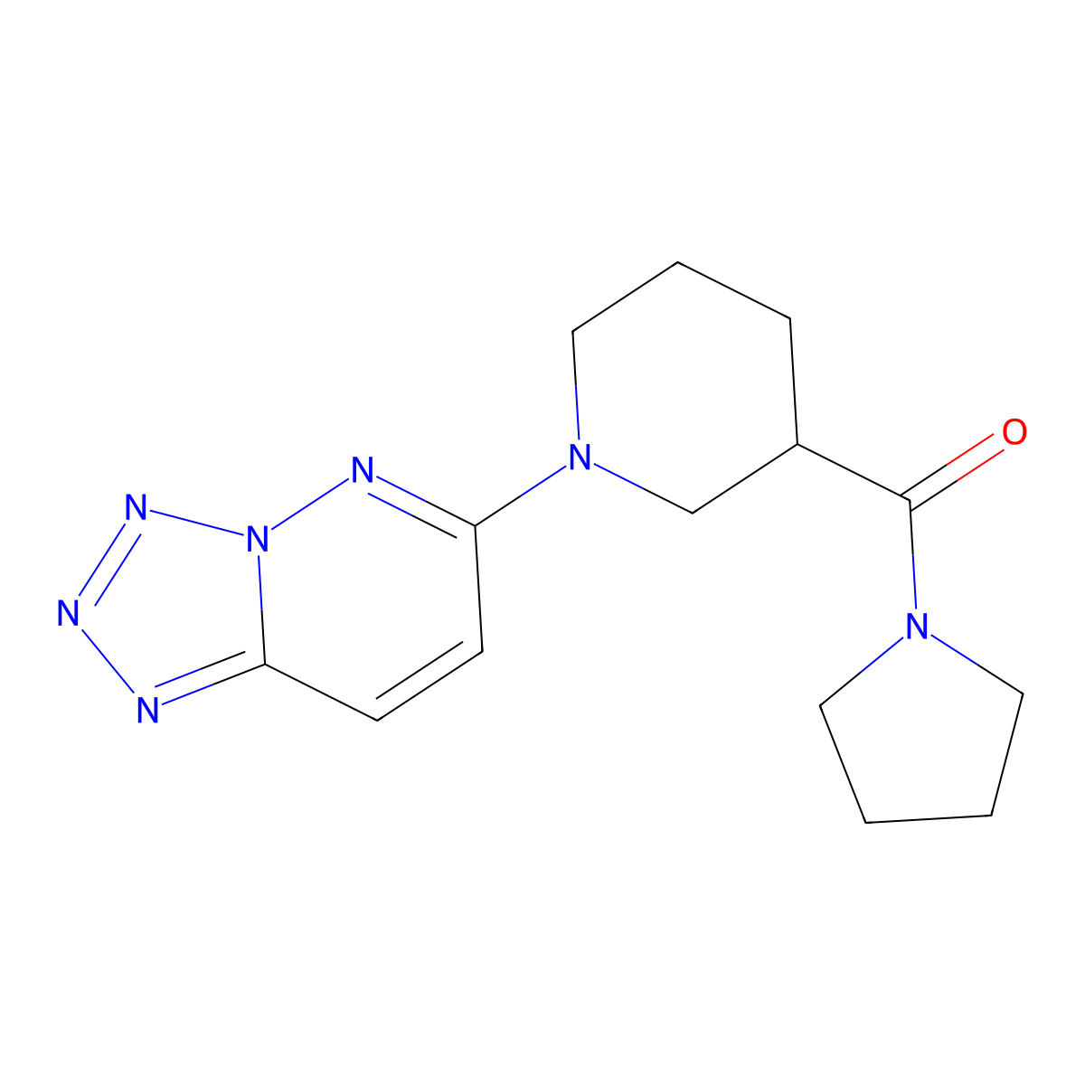 Pyrrolidin-1-yl[1-(tetrazolo[1,5-b]pyridazin-6-yl)piperidin-3-yl]methanone molecular structure, CAS 1441899-31-5