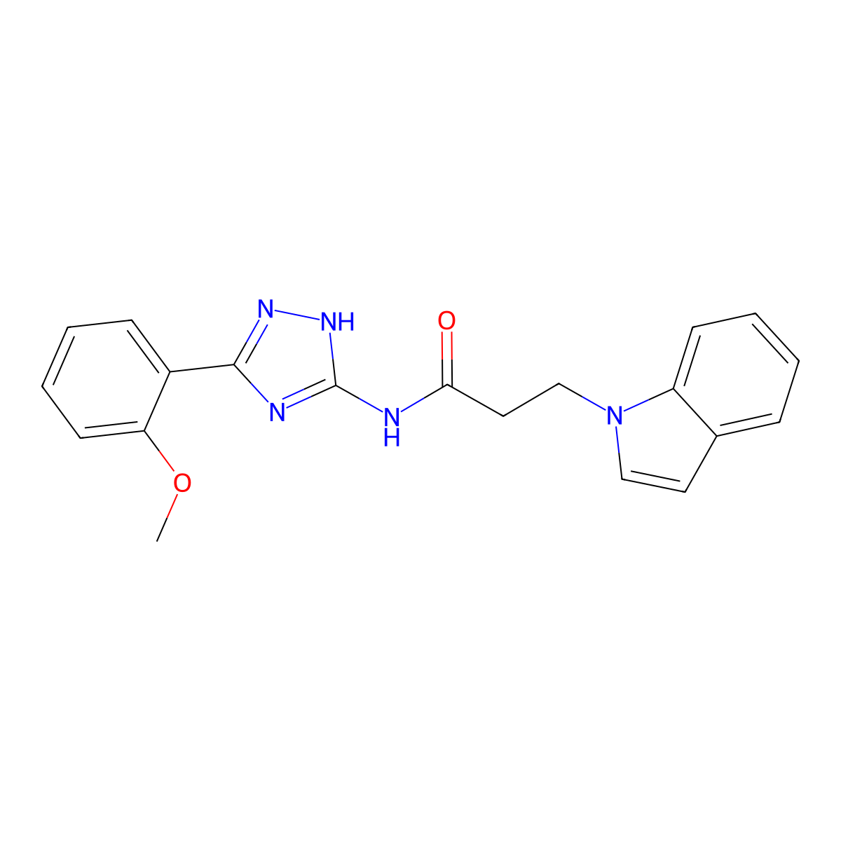 3-(1H-indol-1-yl)-N-[3-(2-methoxyphenyl)-1H-1,2,4-triazol-5-yl]propanamide molecular structure, CAS 1441899-86-0