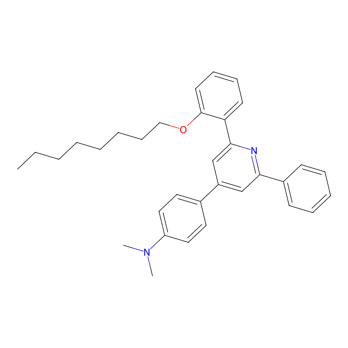 N,N-Dimethyl-4-(2-(2-(octyloxy)phenyl)-6-phenylpyridin-4-yl)aniline molecular structure, CAS 144190-25-0