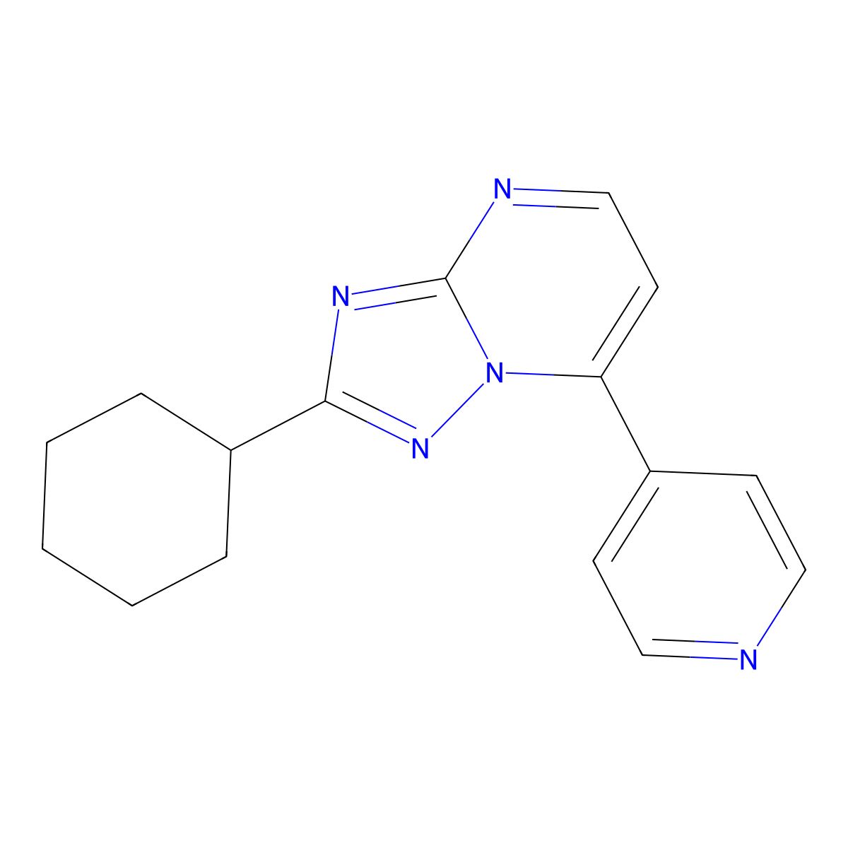 2-Cyclohexyl-7-(pyridin-4-yl)[1,2,4]triazolo[1,5-a]pyrimidine molecular structure, CAS 1441900-83-9