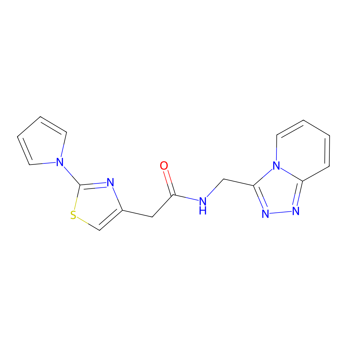 2-[2-(1H-pyrrol-1-yl)-1,3-thiazol-4-yl]-N-([1,2,4]triazolo[4,3-a]pyridin-3-ylmethyl)acetamide molecular structure, CAS 1441904-43-3